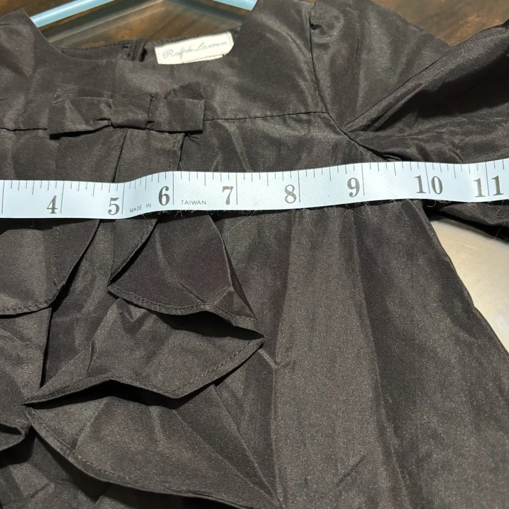 Ralph Lauren Girl’s Black Ruffle Bow Long Sleeve Loose Top  Size 6M